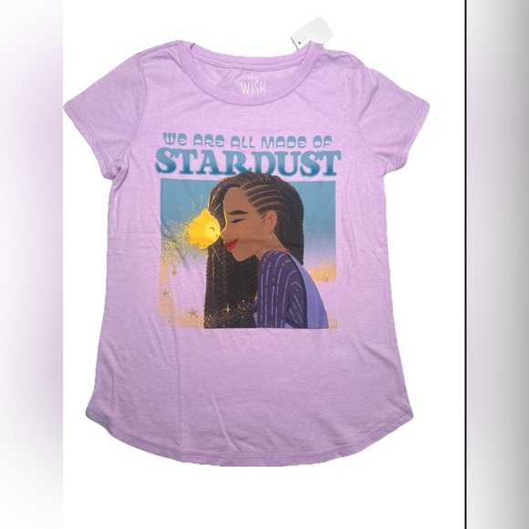 Disney WISH Girls Purple Graphic T-Shirt Kids  choose your size - Picture 1 of 5